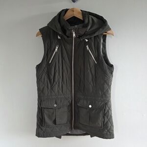 Athleta Dark Green Quilted Hooded Vest